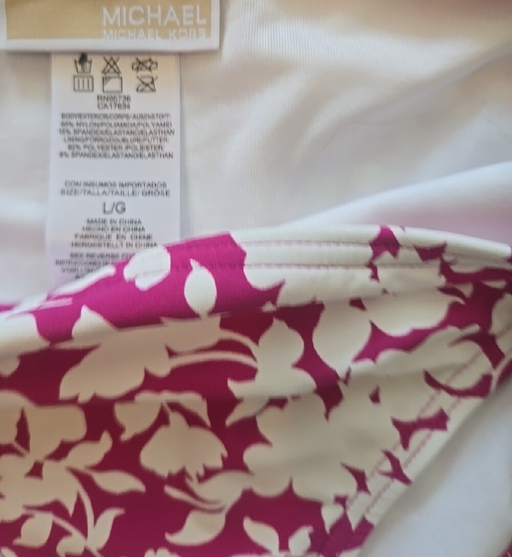 MICHAEL Michael Kors Pink & White Floral Bikini Bottoms NWT Size Large - Picture 4 of 5